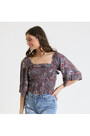 PRINTED SMOCKED TOP PRINTED SMOCKED TOP